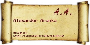 Alexander Aranka névjegykártya