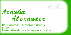 aranka alexander business card